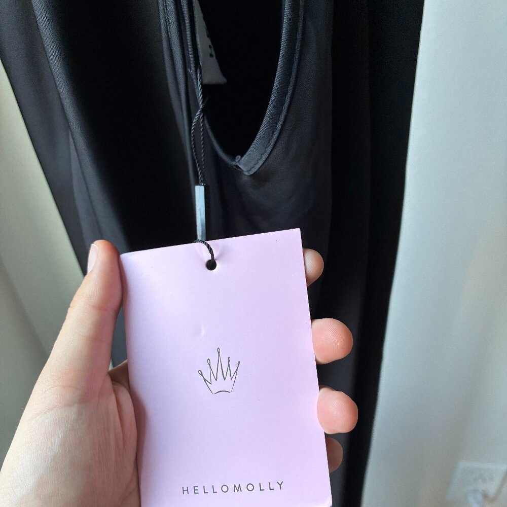 Hello Molly NWT the Samara Black Satin Maxi Dress- Size 6 - Picture 10 of 13